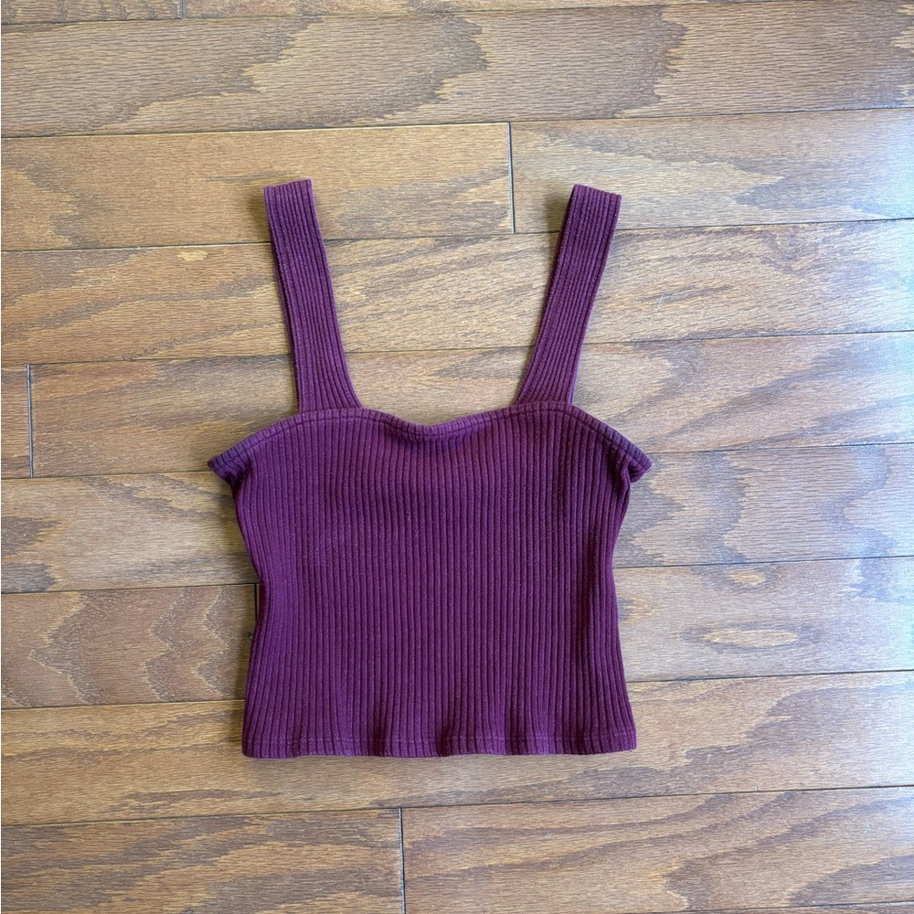 Sky and Sparrow Ribbed Tank Top - Burgundy